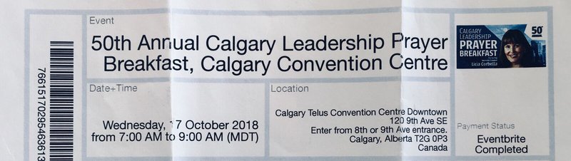 Calgary Leadership Prayer Breakfast Ticket